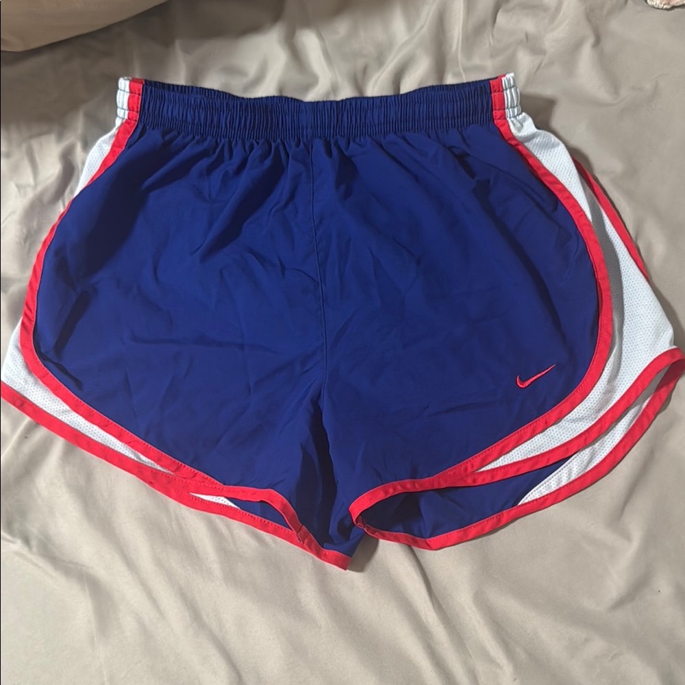Nike Women's Blue and Red Athletic Shorts